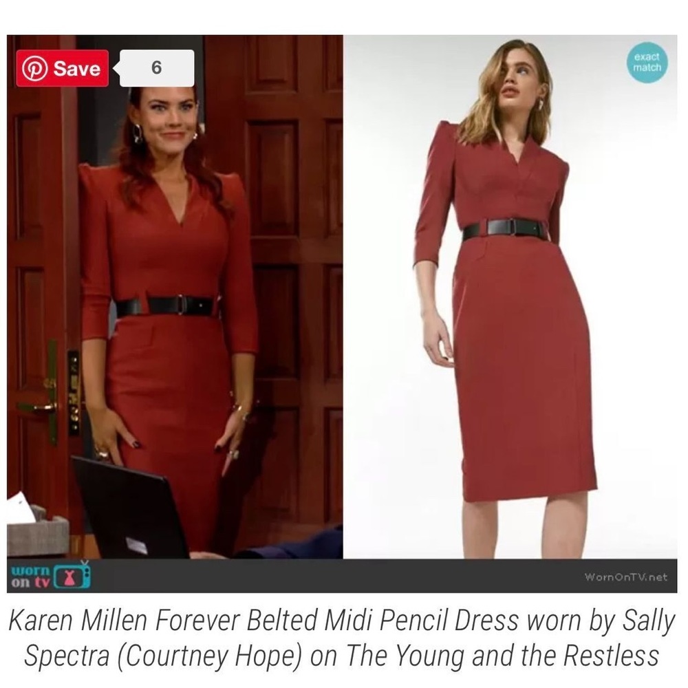 Karen Millen Rust Forever belted Dress size 8